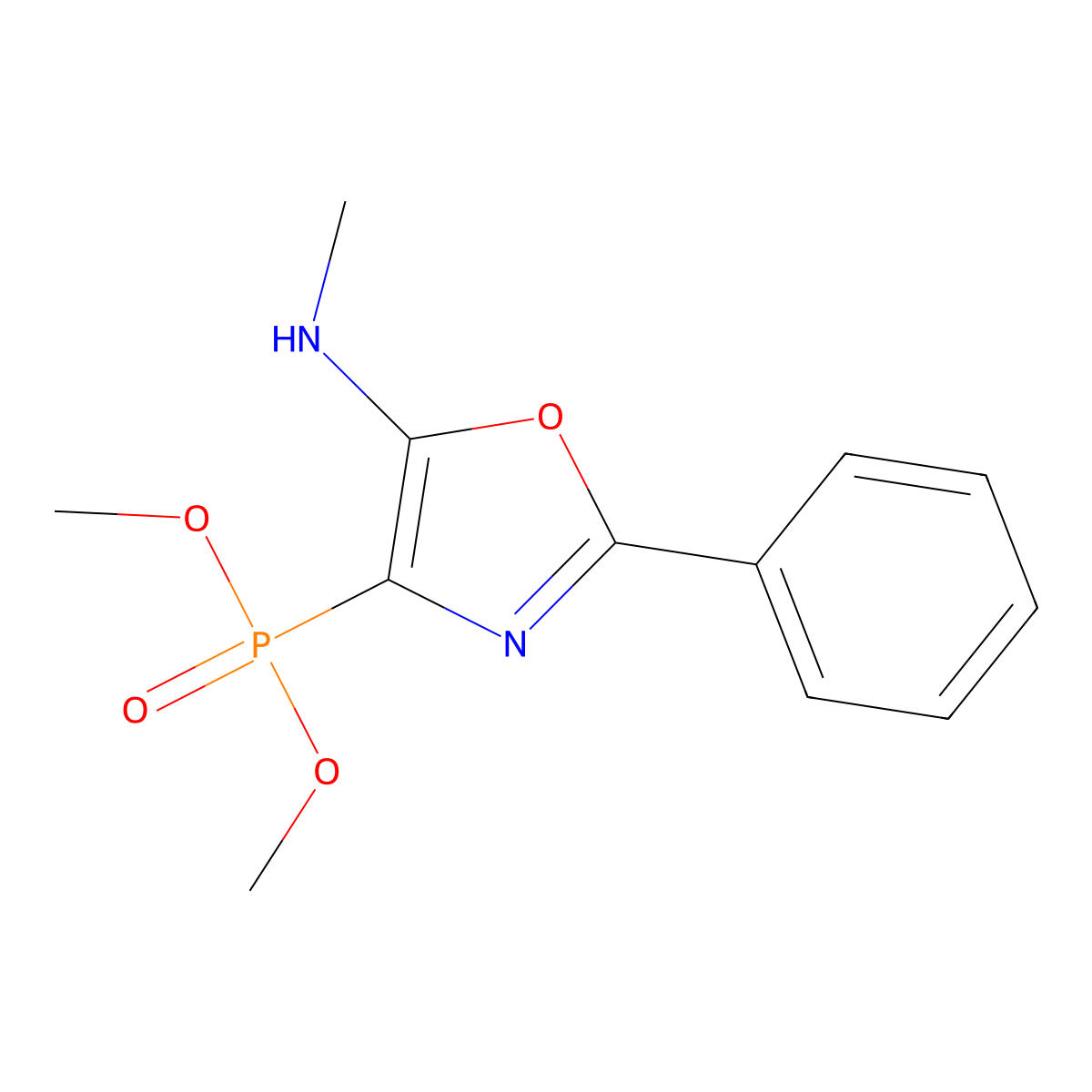 4-dimethoxyphosphoryl-N-methyl-2-phenyl-1,3-oxazol-5-amine molecular structure, CAS 324070-15-7