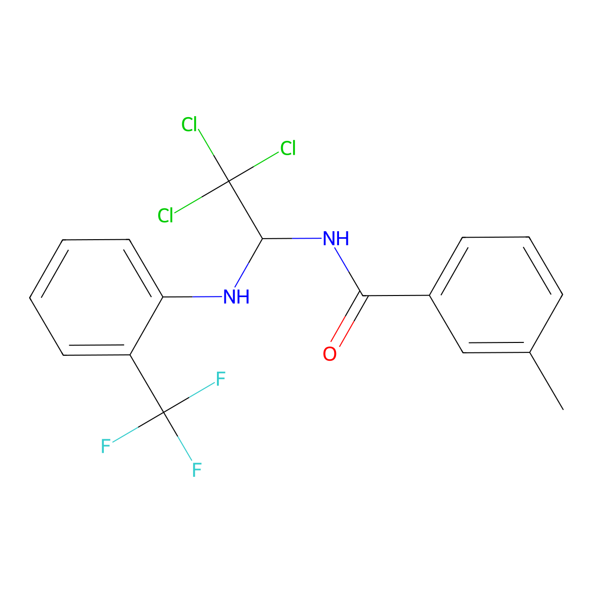3-methyl-N-[2,2,2-trichloro-1-[2-(trifluoromethyl)anilino]ethyl]benzamide molecular structure, CAS 324070-64-6
