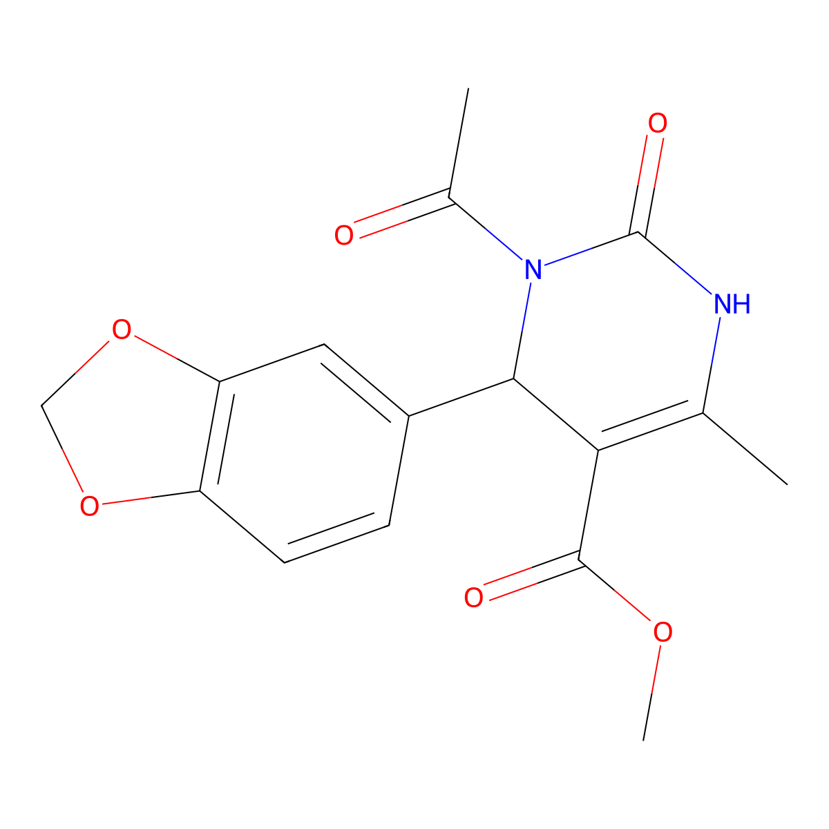 Methyl 3-acetyl-4-(1,3-benzodioxol-5-yl)-6-methyl-2-oxo-1,2,3,4-tetrahydropyrimidine-5-carboxylate molecular structure, CAS 324070-68-0