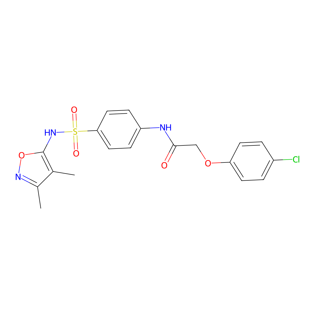 2-(4-chlorophenoxy)-N-{4-[(3,4-dimethyl-1,2-oxazol-5-yl)sulfamoyl]phenyl}acetamide molecular structure, CAS 324072-79-9