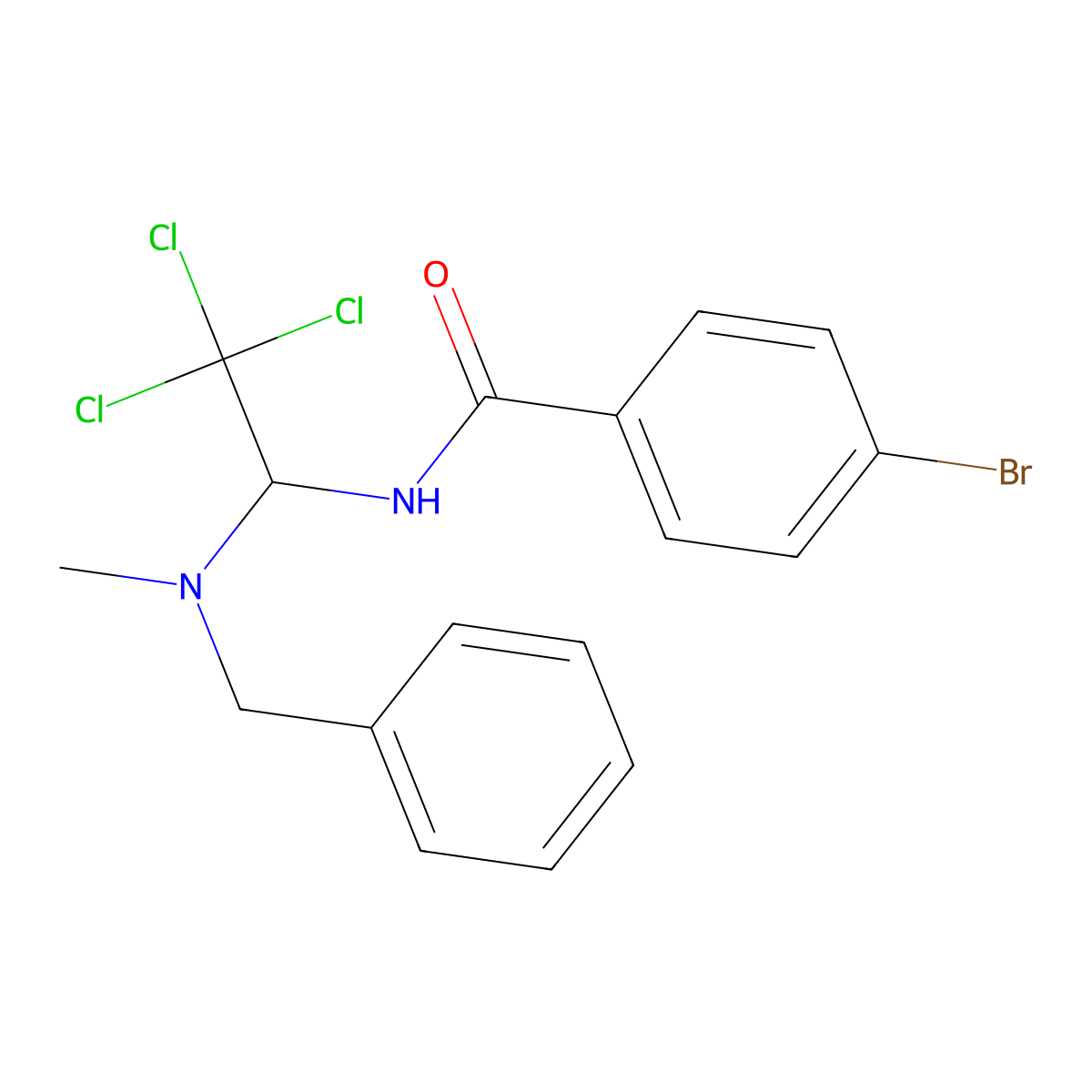N-{1-[benzyl(methyl)amino]-2,2,2-trichloroethyl}-4-bromobenzamide molecular structure, CAS 324073-32-7