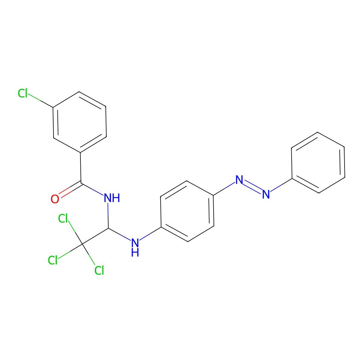 3-Chloro-N-(2,2,2-trichloro-1-(4-phenylazo-phenylamino)-ethyl)-benzamide molecular structure, CAS 324073-72-5