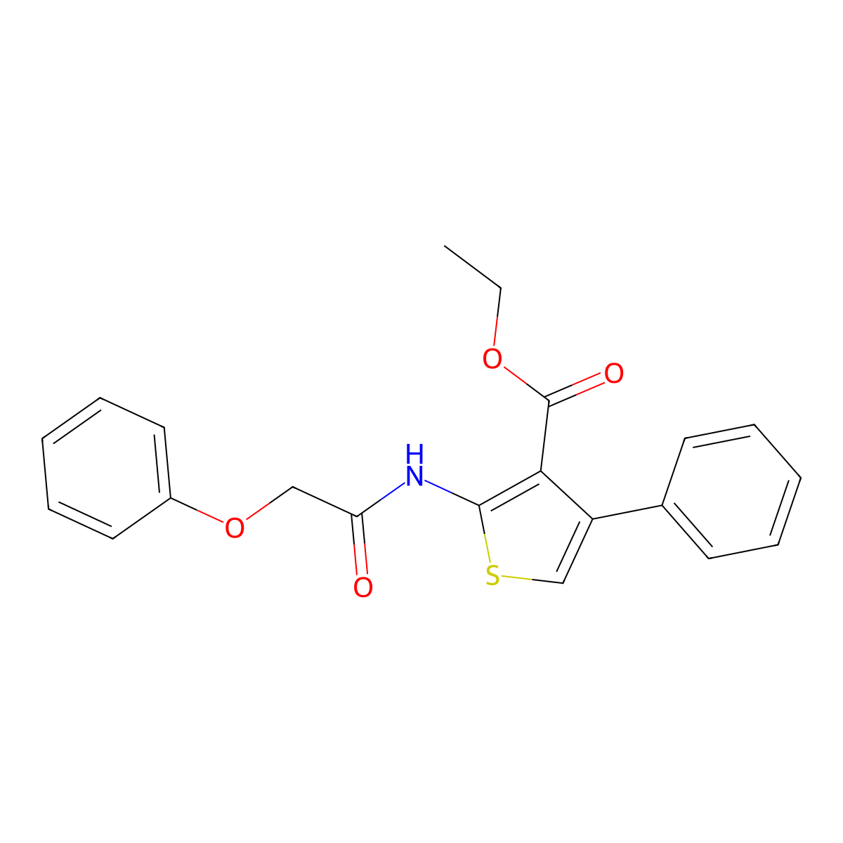 Ethyl 2-(2-phenoxyacetamido)-4-phenylthiophene-3-carboxylate molecular structure, CAS 324073-87-2