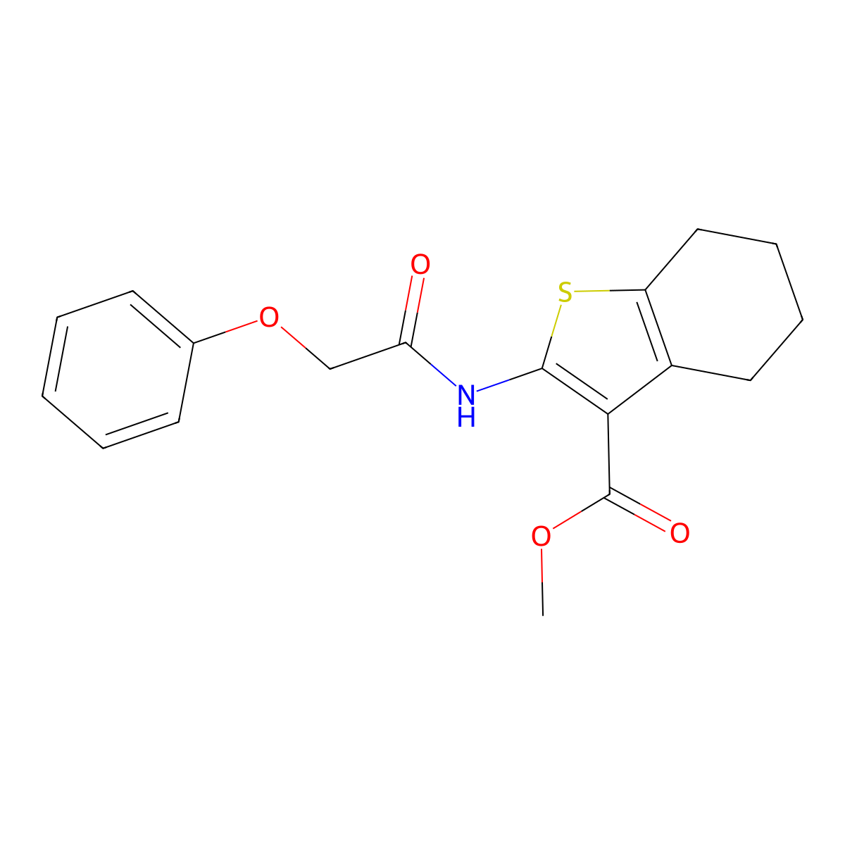 Methyl 2-[(phenoxyacetyl)amino]-4,5,6,7-tetrahydro-1-benzothiophene-3-carboxylate molecular structure, CAS 324073-88-3