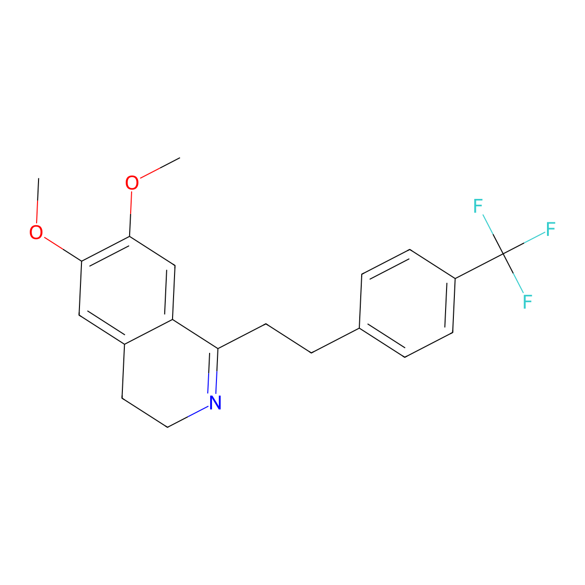 6,7-Dimethoxy-1-(4-(trifluoromethyl)phenethyl)-3,4-dihydroisoquinoline molecular structure, CAS 324076-69-9
