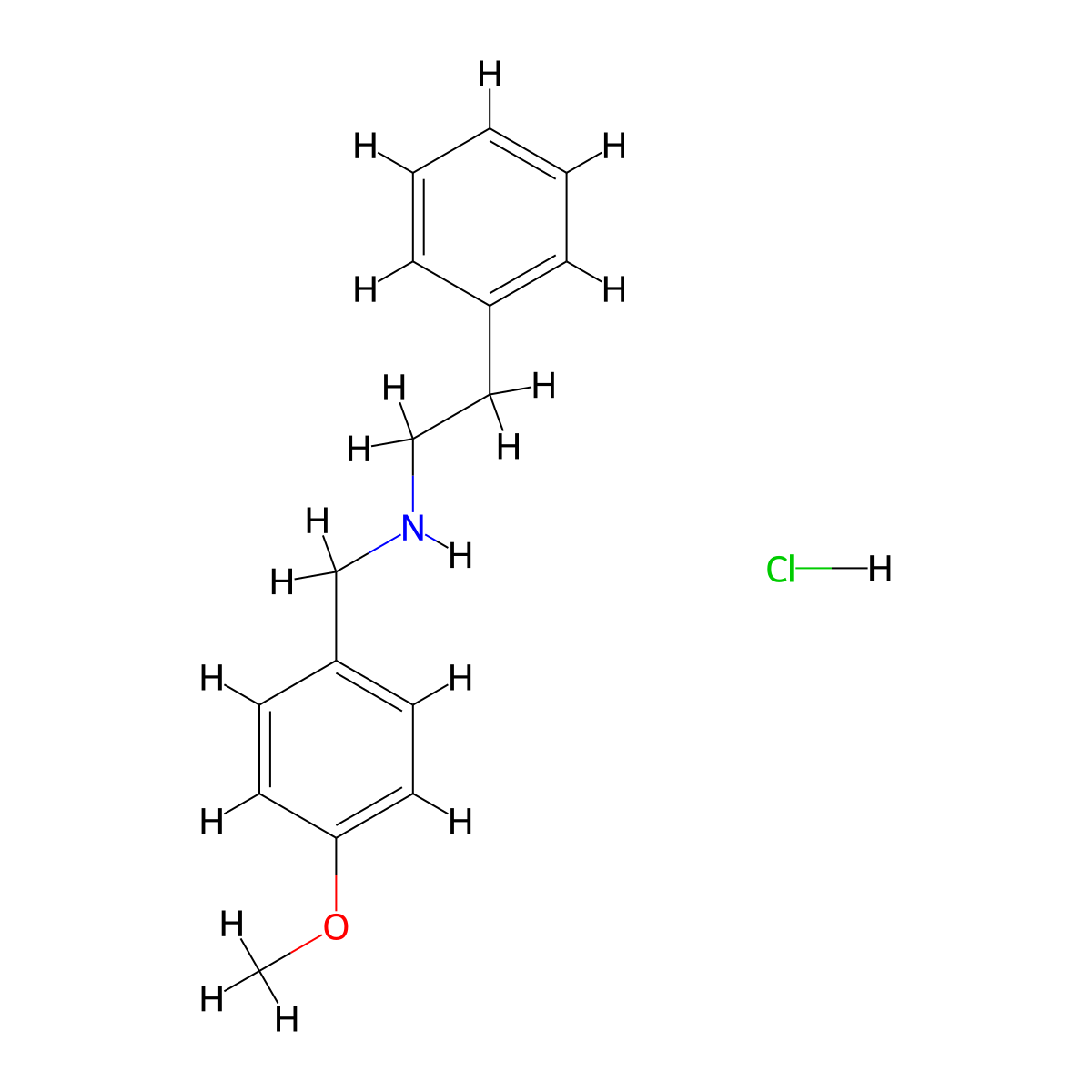 Phenethylamine, N-(p-methoxybenzyl)-, hydrochloride molecular structure, CAS 3241-01-8