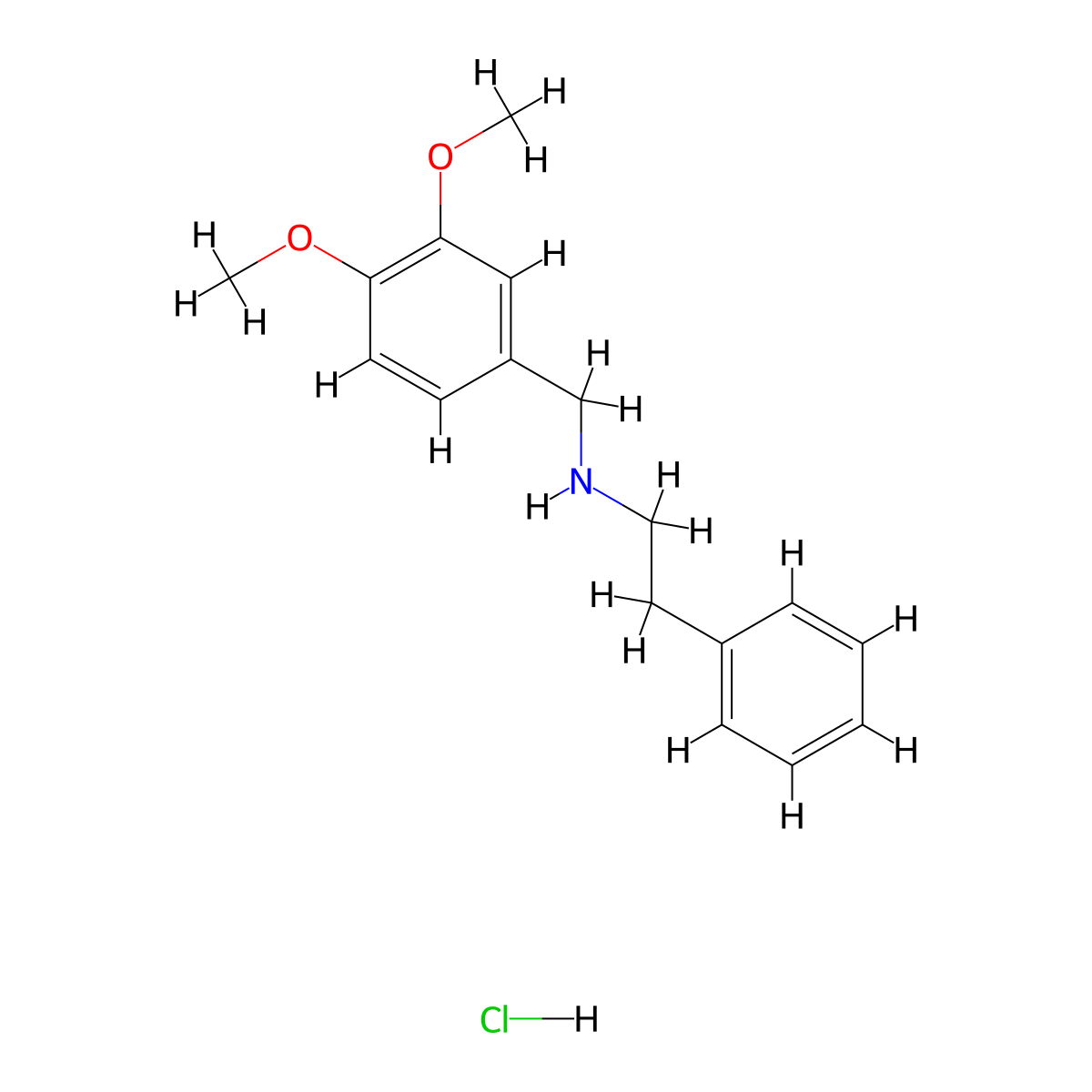 Benzeneethanamine, N-((3,4-dimethoxyphenyl)methyl)-, hydrochloride (1:1) molecular structure, CAS 3241-77-8