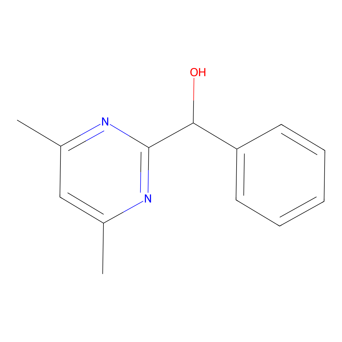 (4,6-Dimethylpyrimidin-2-yl)(phenyl)methanol molecular structure, CAS 32416-43-6