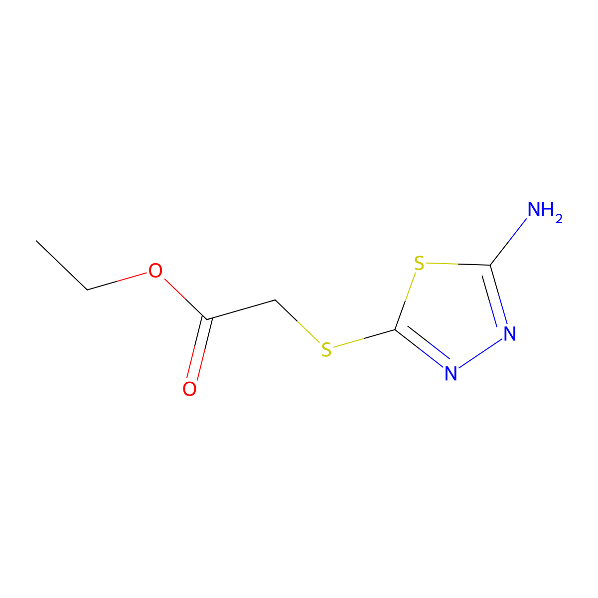 Ethyl 2-[(5-amino-1,3,4-thiadiazol-2-yl)sulfanyl]acetate molecular structure, CAS 32418-24-9