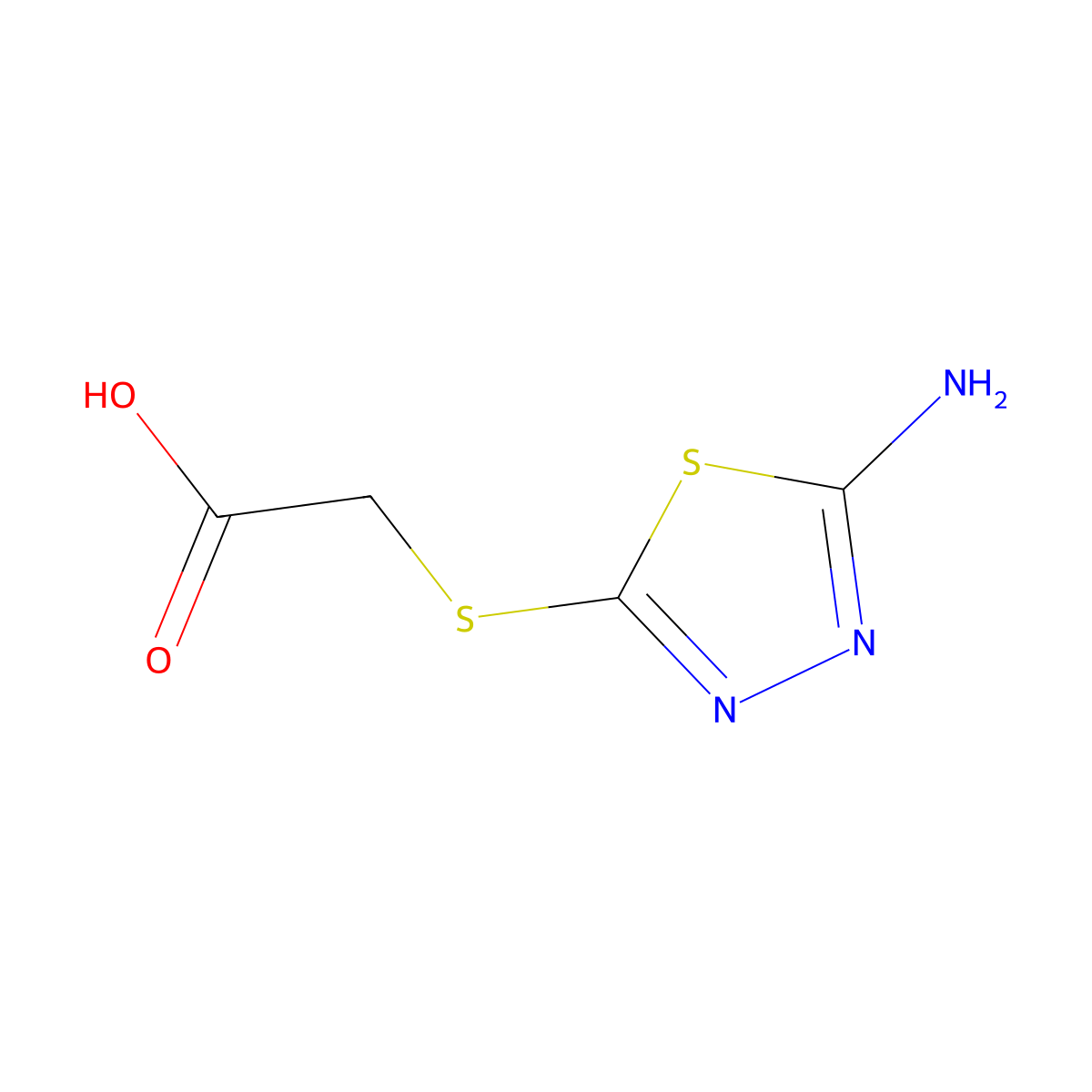 2-((5-Amino-1,3,4-thiadiazol-2-yl)sulfanyl)acetic acid molecular structure, CAS 32418-26-1