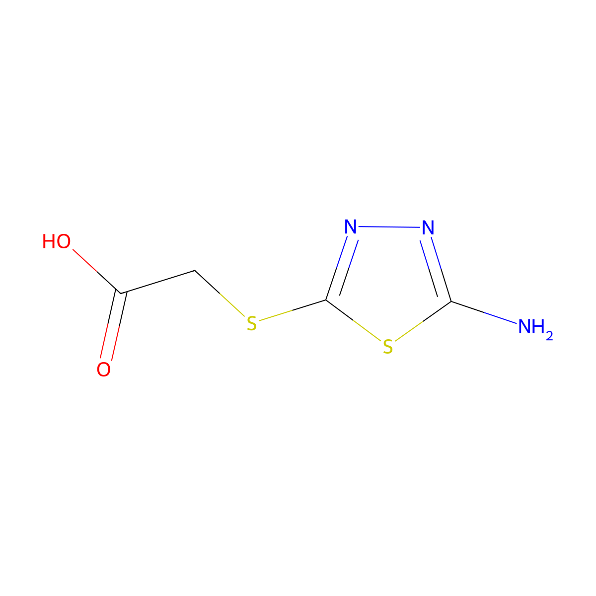 2-((5-Amino-1,3,4-thiadiazol-2-yl)sulfanyl)acetic acid molecular structure, CAS 32418-26-1