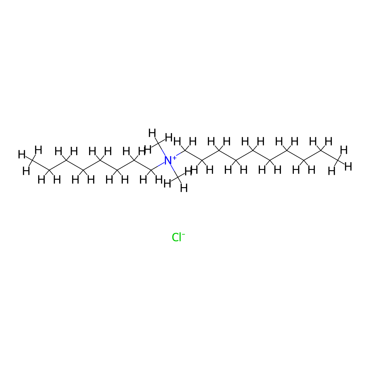 Decyl dimethyl octyl ammonium chloride molecular structure, CAS 32426-11-2