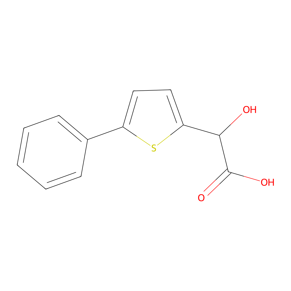 2-Hydroxy-2-(5-phenylthiophen-2-yl)acetic acid molecular structure, CAS 32427-60-4