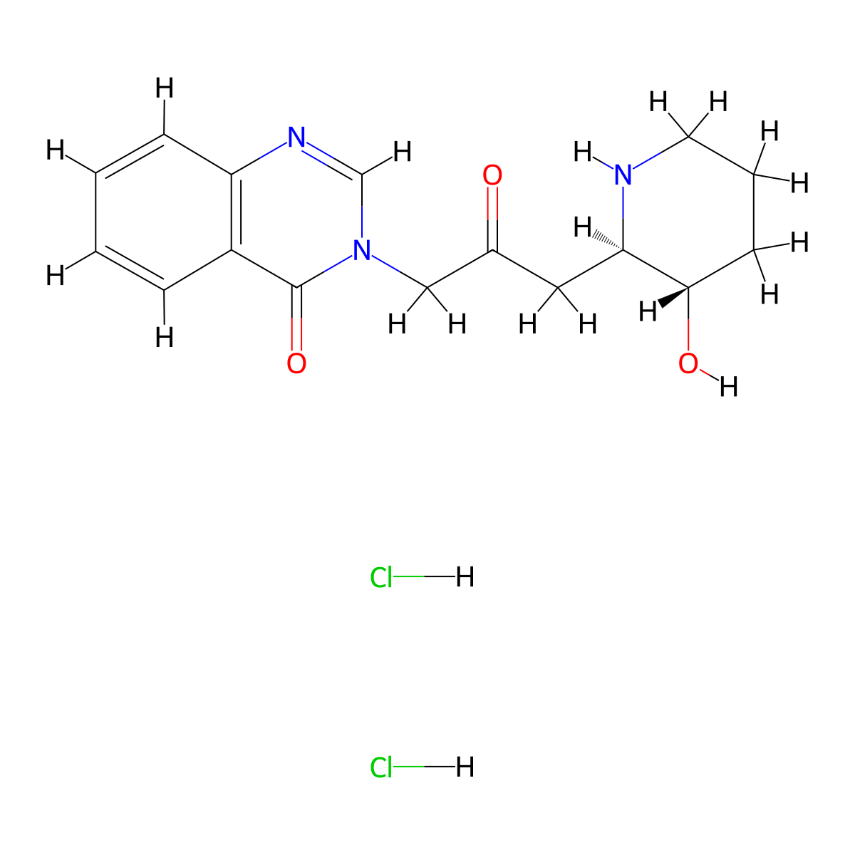 Febrifugine dihydrochloride molecular structure, CAS 32434-42-7