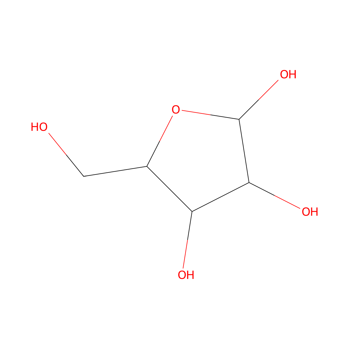 alpha-D-ribofuranose molecular structure, CAS 32445-75-3