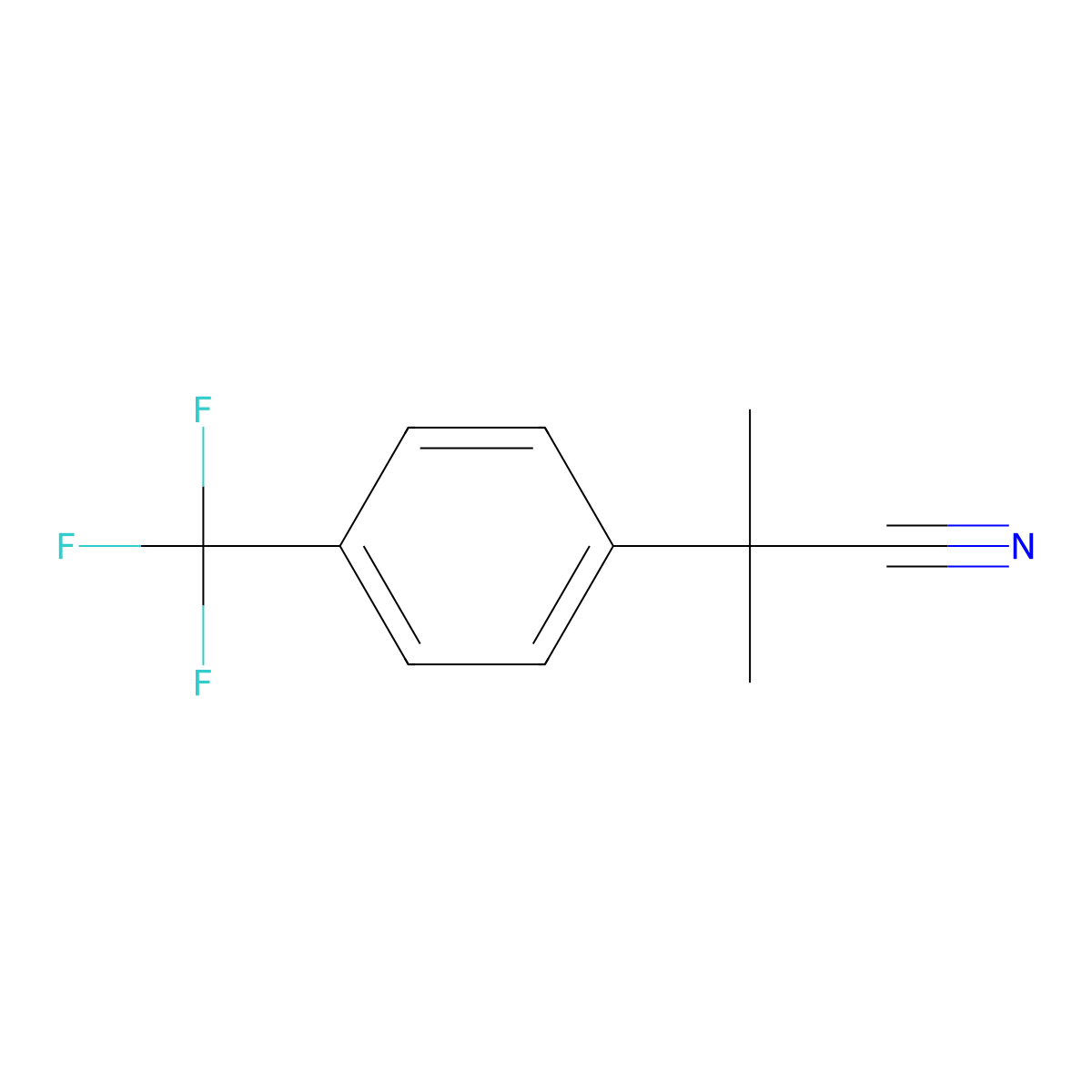 2-Methyl-2-(4-(trifluoromethyl)phenyl)propanenitrile molecular structure, CAS 32445-87-7