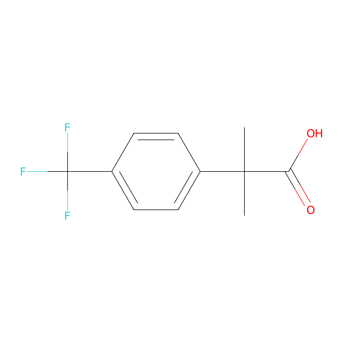 2-Methyl-2-[4-(trifluoromethyl)phenyl]propanoic acid molecular structure, CAS 32445-89-9