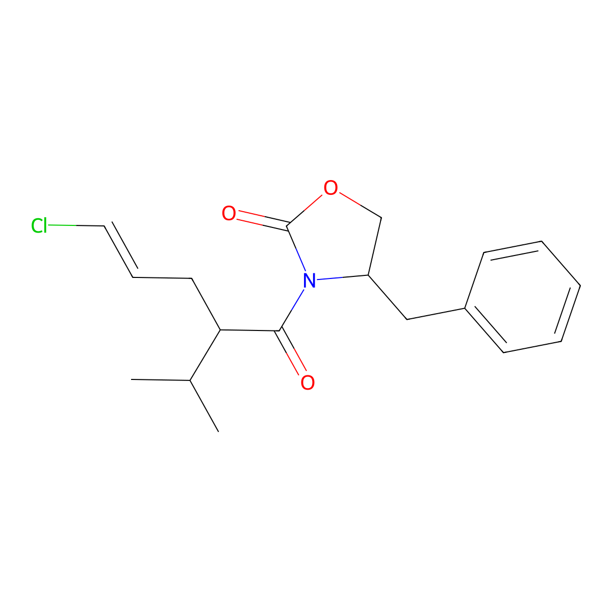 4-Benzyl-3-(5-chloro-2-isopropyl-pent-4-enoyl)-oxazolidin-2-one molecular structure, CAS 324519-70-2