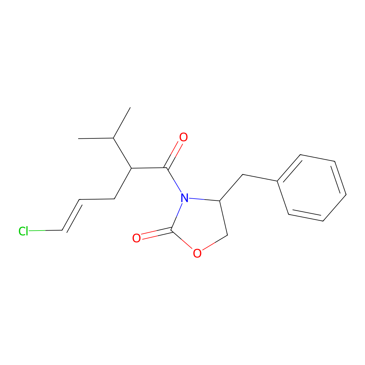 4-Benzyl-3-(5-chloro-2-isopropyl-pent-4-enoyl)-oxazolidin-2-one molecular structure, CAS 324519-70-2