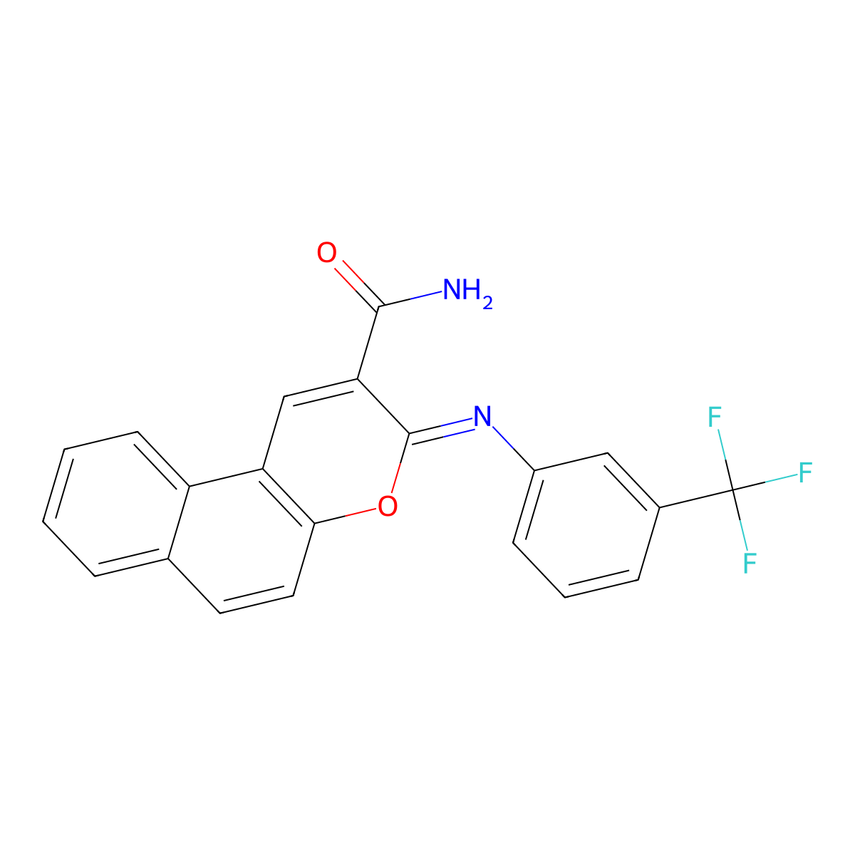 (3Z)-3-{[3-(trifluoromethyl)phenyl]imino}-3H-benzo[f]chromene-2-carboxamide molecular structure, CAS 324525-86-2