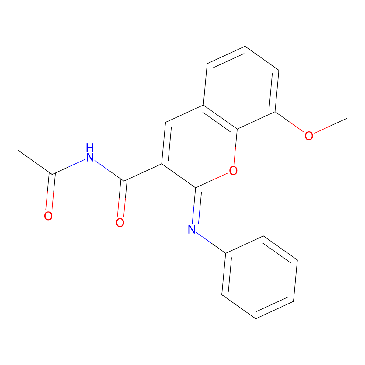 (2Z)-N-acetyl-8-methoxy-2-(phenylimino)-2H-chromene-3-carboxamide molecular structure, CAS 324525-90-8