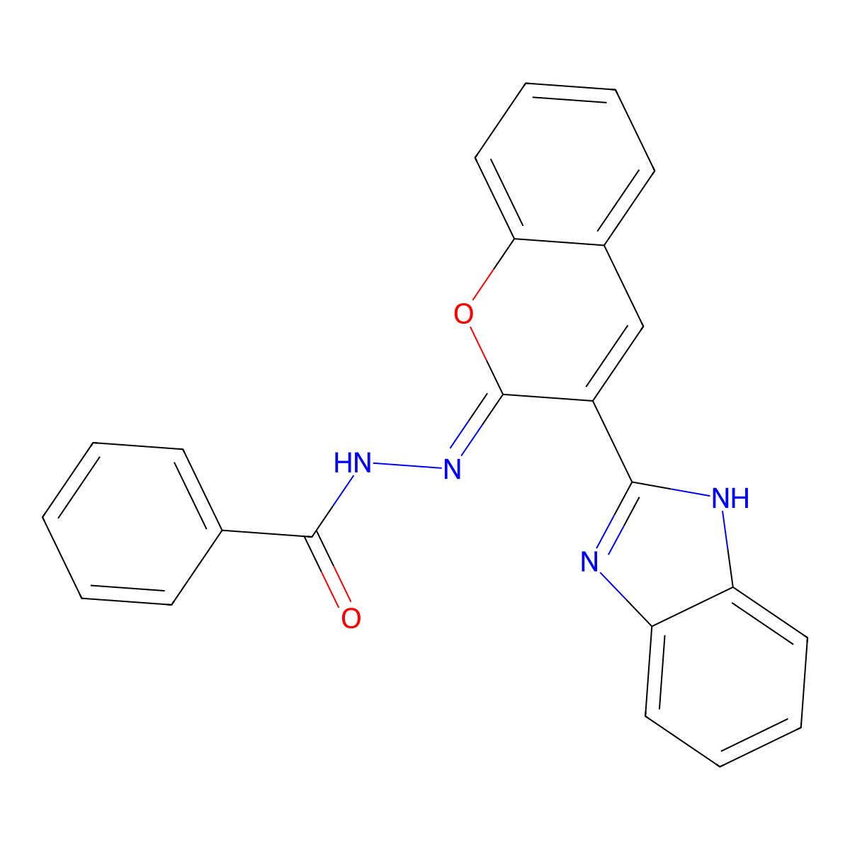 N-[[3-(1H-benzimidazol-2-yl)chromen-2-ylidene]amino]benzamide molecular structure, CAS 324526-01-4