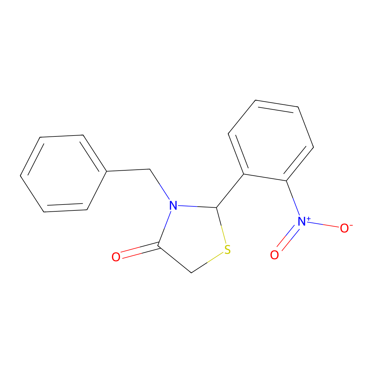 3-Benzyl-2-(2-nitrophenyl)-1,3-thiazolidin-4-one molecular structure, CAS 324526-14-9