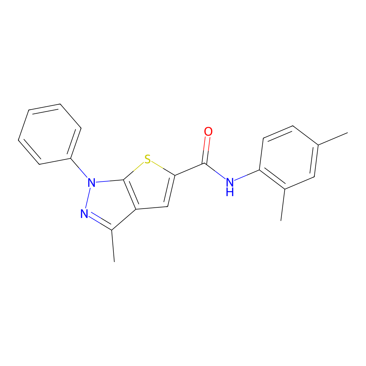 N-(2,4-dimethylphenyl)-3-methyl-1-phenyl-1H-thieno[2,3-c]pyrazole-5-carboxamide molecular structure, CAS 324526-45-6