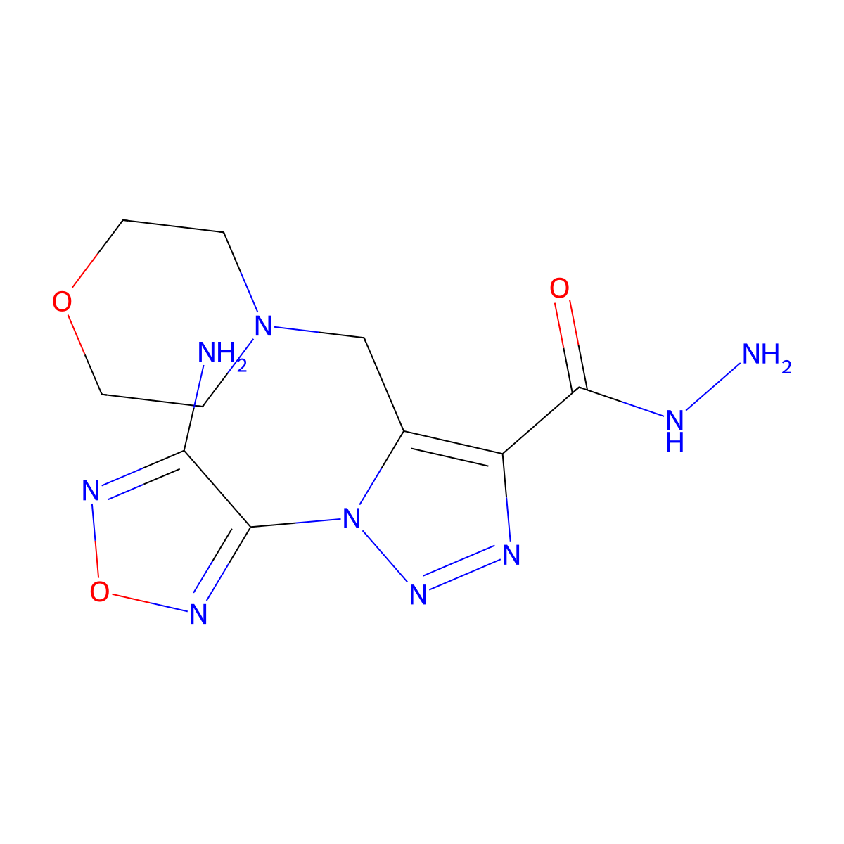1-(4-amino-1,2,5-oxadiazol-3-yl)-5-(morpholin-4-ylmethyl)-1H-1,2,3-triazole-4-carbohydrazide molecular structure, CAS 324531-64-8