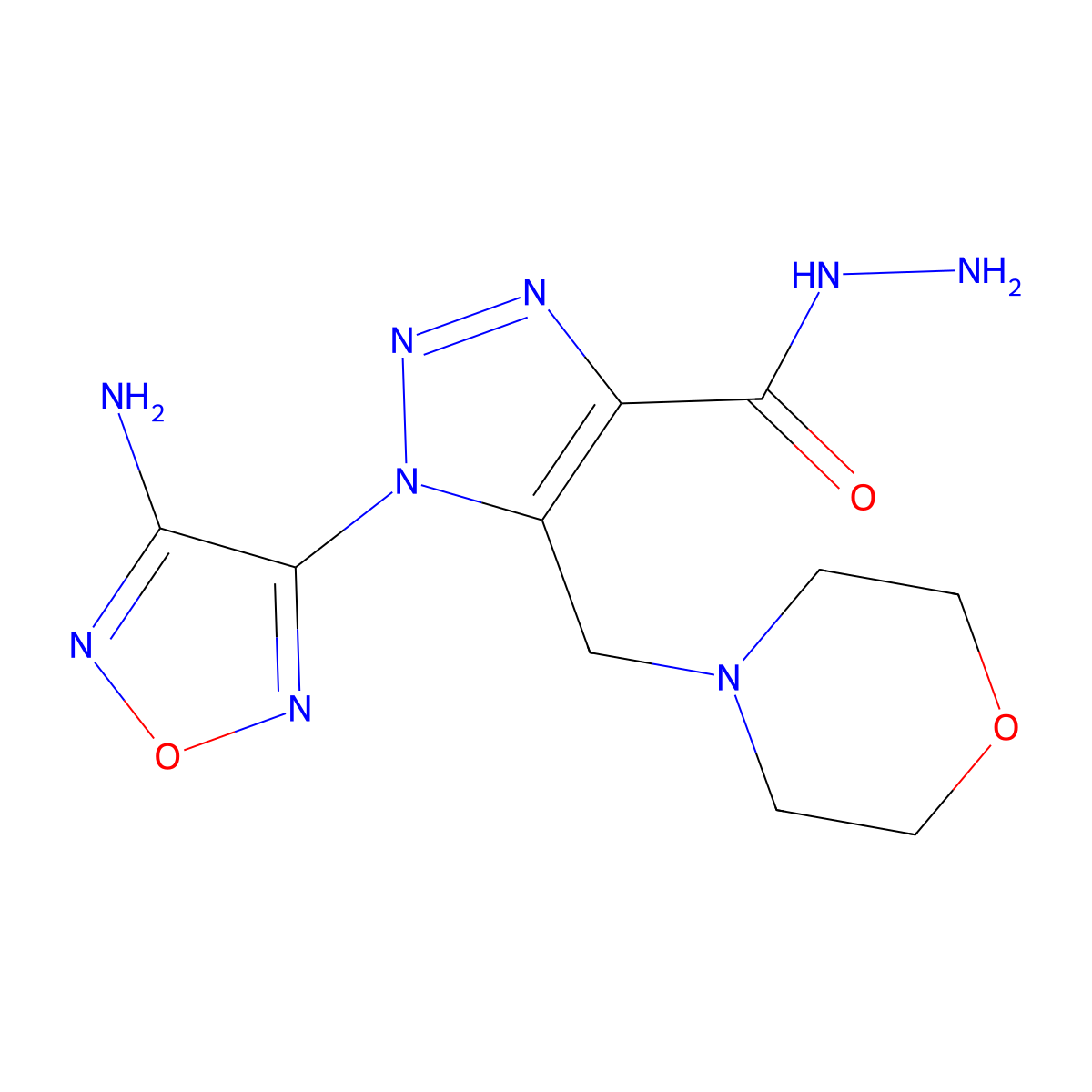 1-(4-amino-1,2,5-oxadiazol-3-yl)-5-(morpholin-4-ylmethyl)-1H-1,2,3-triazole-4-carbohydrazide molecular structure, CAS 324531-64-8