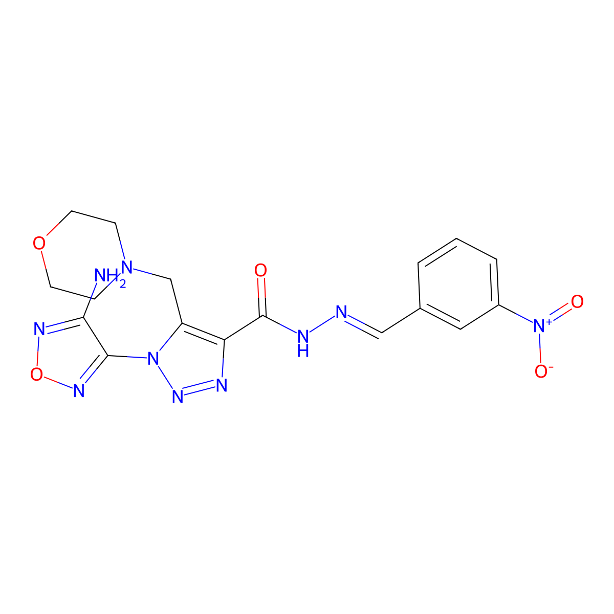 1-(4-Amino-1,2,5-oxadiazol-3-yl)-5-(4-morpholinylmethyl)-1H-1,2,3-triazole-4-carboxylic acid 2-[(3-nitrophenyl)methylene]hydrazide molecular structure, CAS 324531-65-9