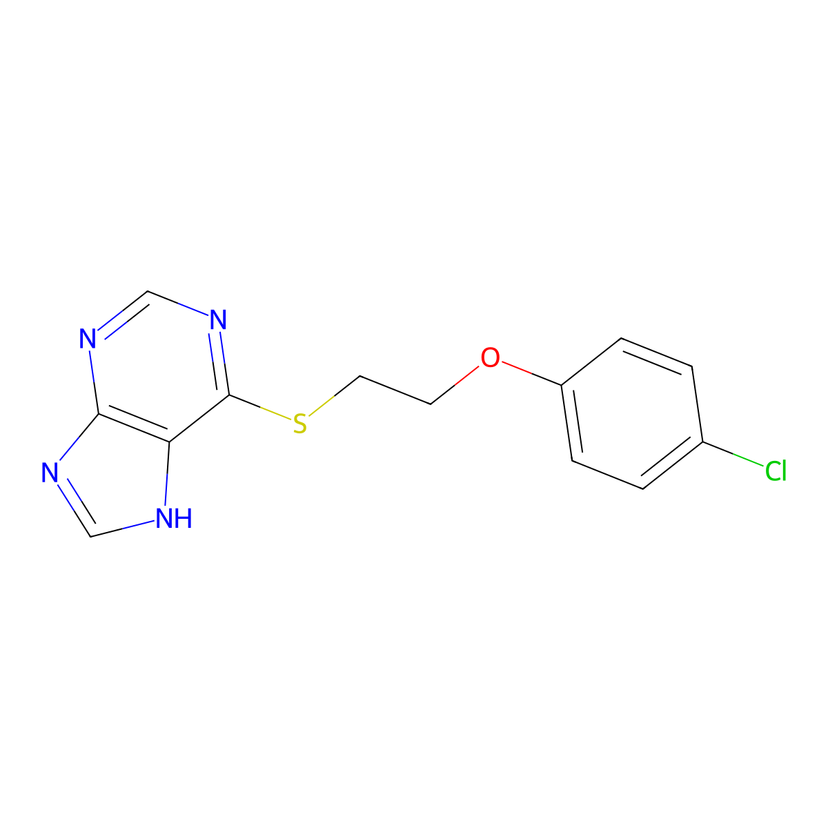 6-{[2-(4-chlorophenoxy)ethyl]sulfanyl}-9H-purine molecular structure, CAS 324532-24-3