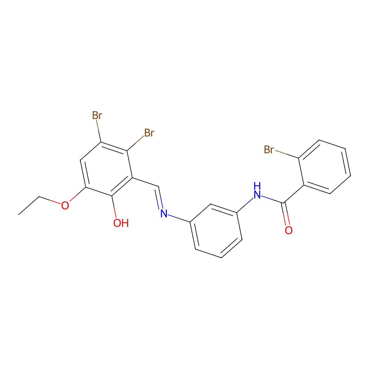 2-Bromo-N-[3-[[(2,3-dibromo-5-ethoxy-6-hydroxyphenyl)methylene]amino]phenyl]benzamide molecular structure, CAS 324532-36-7