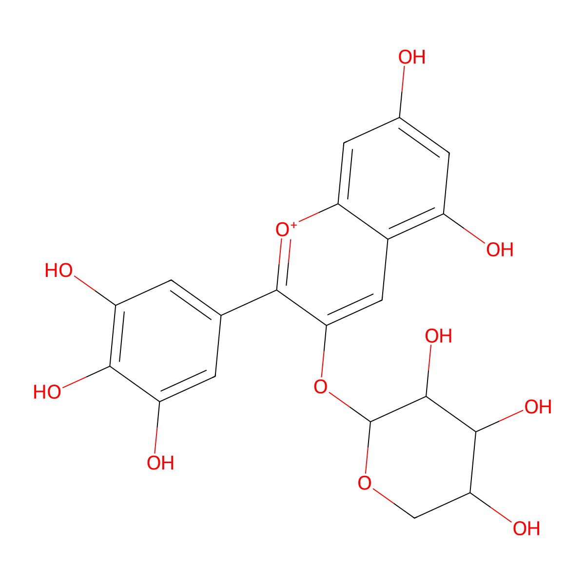 Delphinidin 3-arabinoside cation molecular structure, CAS 324533-67-7