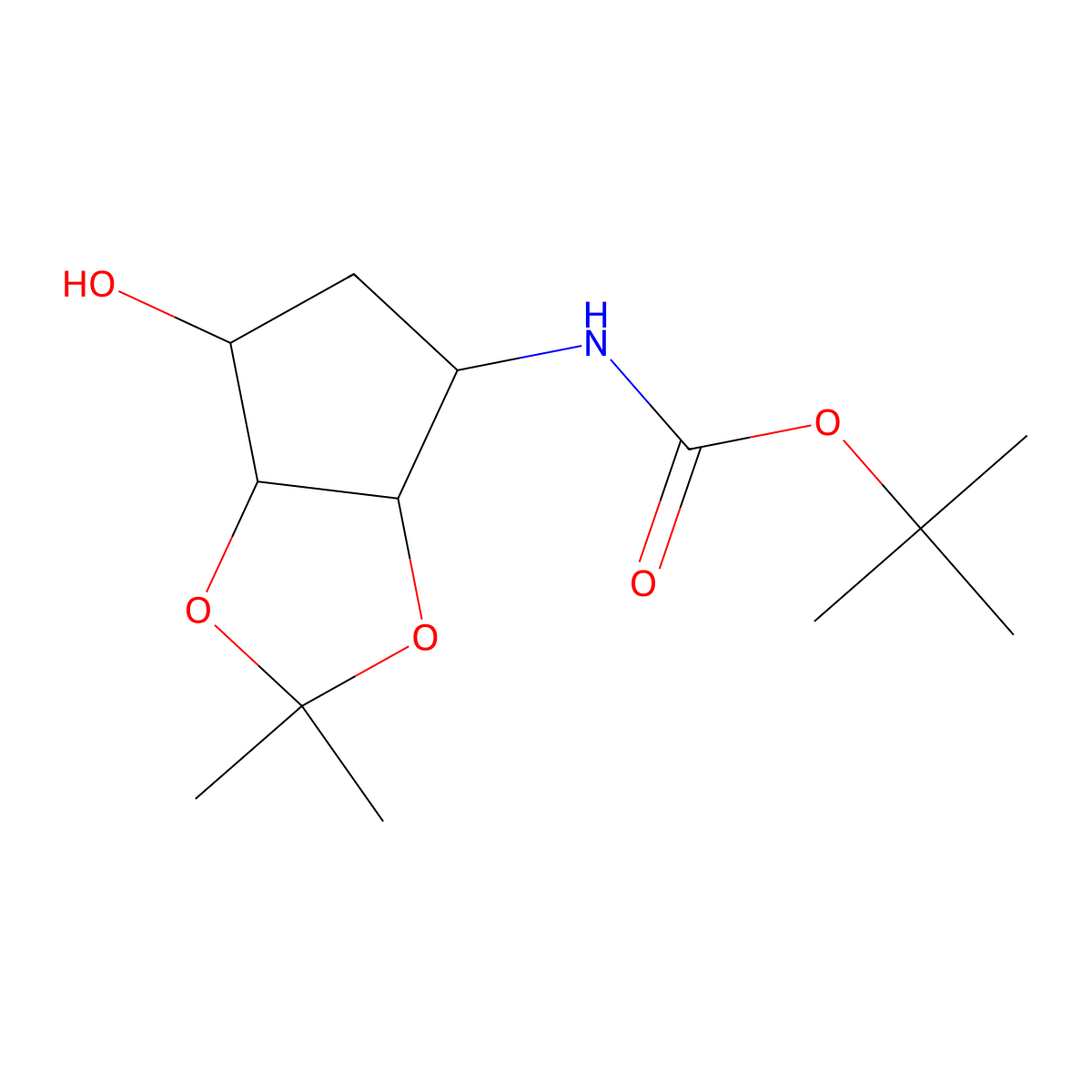 tert-butyl N-[(3aS,4R,6S,6aR)-6-hydroxy-2,2-dimethyl-hexahydrocyclopenta[d][1,3]dioxol-4-yl]carbamate molecular structure, CAS 324535-98-0