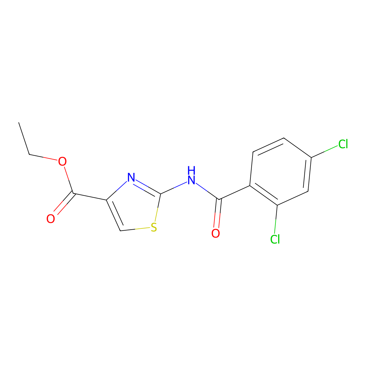 Ethyl 2-(2,4-dichlorobenzamido)thiazole-4-carboxylate molecular structure, CAS 324538-37-6