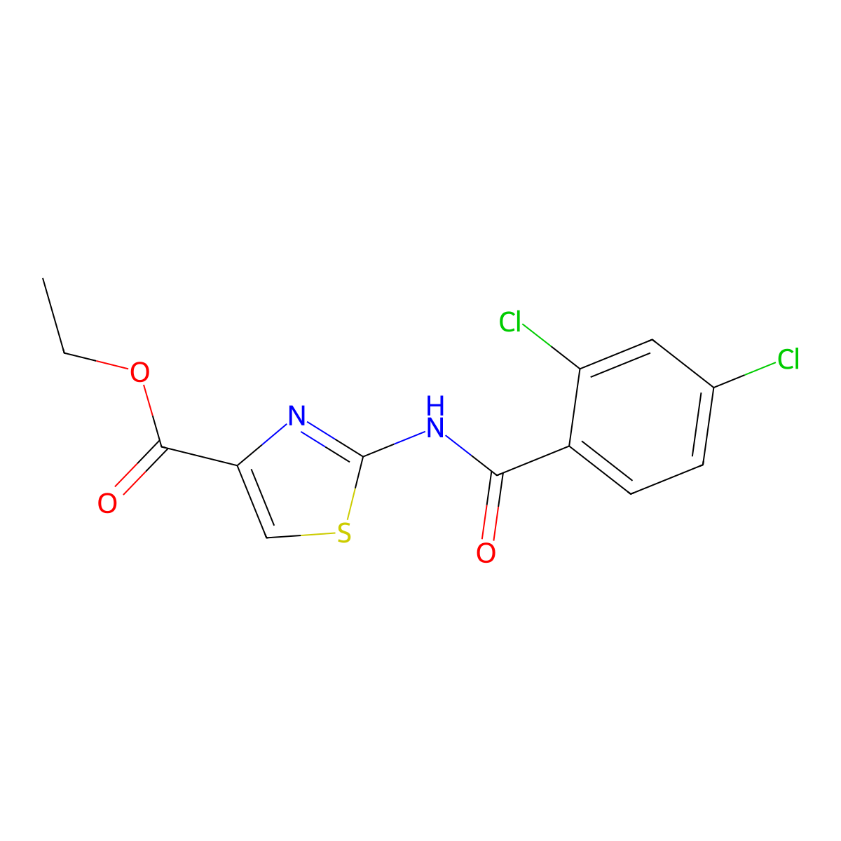 Ethyl 2-(2,4-dichlorobenzamido)thiazole-4-carboxylate molecular structure, CAS 324538-37-6