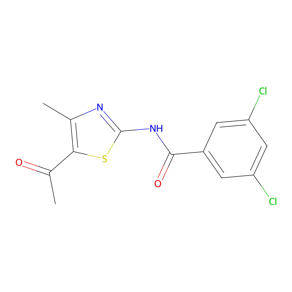 N-(5-acetyl-4-methyl-1,3-thiazol-2-yl)-3,5-dichlorobenzamide molecular structure, CAS 324538-49-0