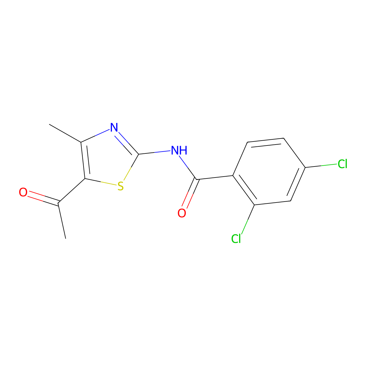 N-(5-acetyl-4-methyl-1,3-thiazol-2-yl)-2,4-dichlorobenzamide molecular structure, CAS 324538-50-3