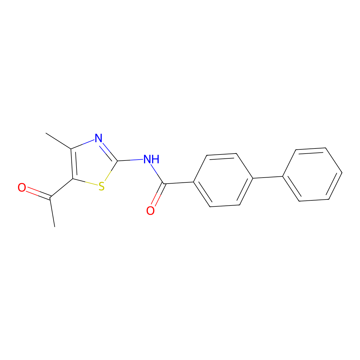 N-(5-acetyl-4-methylthiazol-2-yl)-[1,1'-biphenyl]-4-carboxamide molecular structure, CAS 324538-51-4