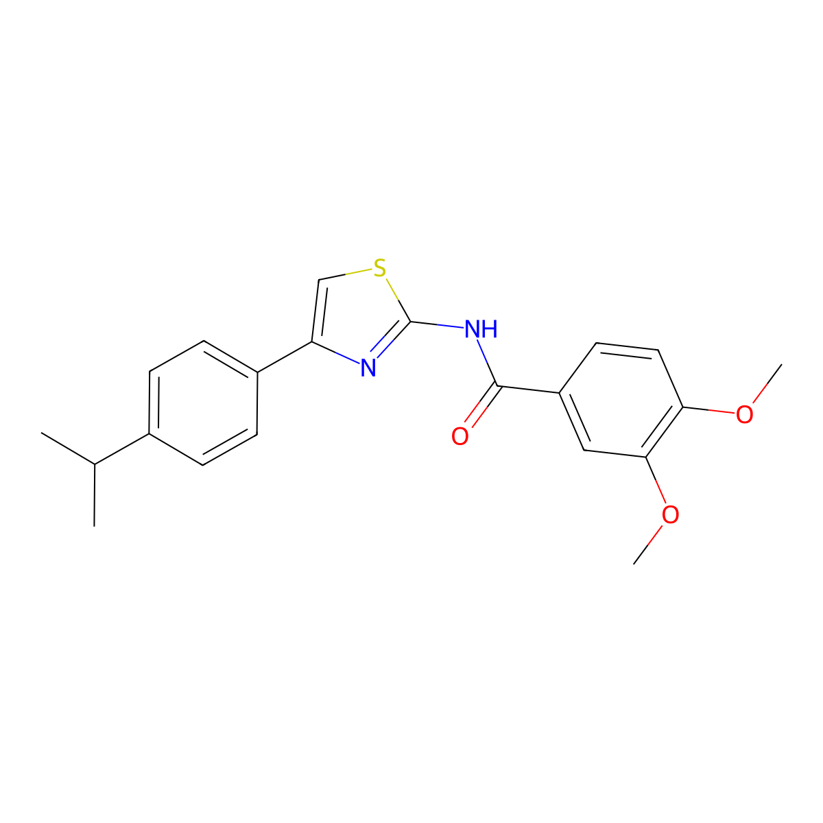 N-(4-(4-isopropylphenyl)thiazol-2-yl)-3,4-dimethoxybenzamide molecular structure, CAS 324538-62-7