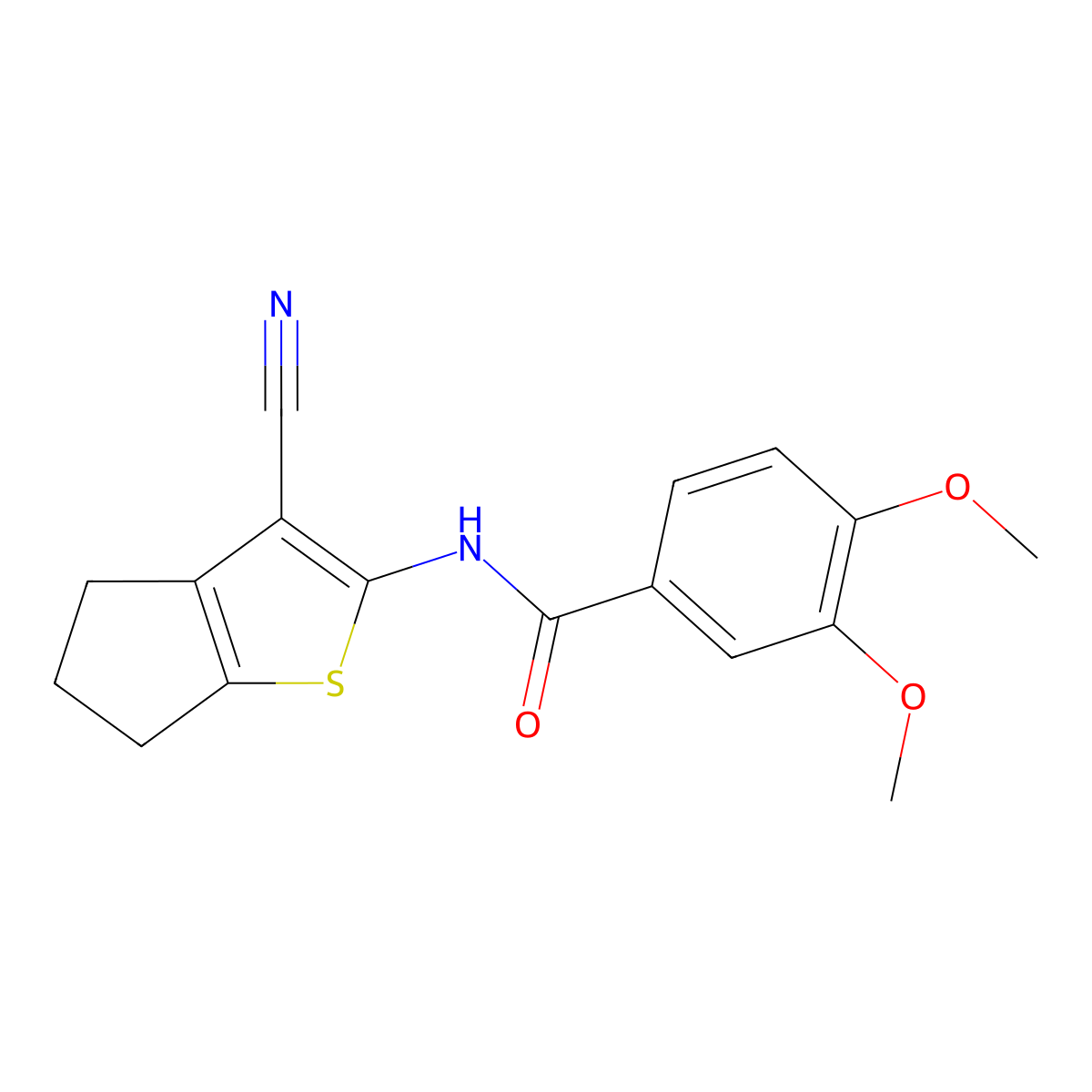 N-(3-cyano-5,6-dihydro-4H-cyclopenta[b]thiophen-2-yl)-3,4-dimethoxybenzamide molecular structure, CAS 324538-64-9