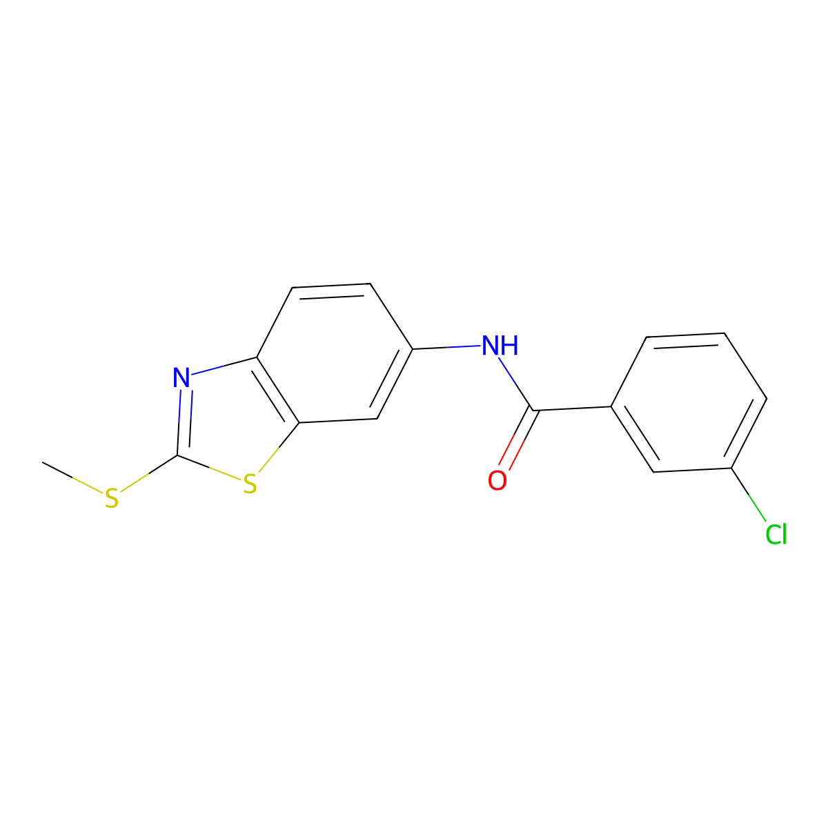 3-chloro-N-(2-methylsulfanyl-1,3-benzothiazol-6-yl)benzamide molecular structure, CAS 324538-66-1