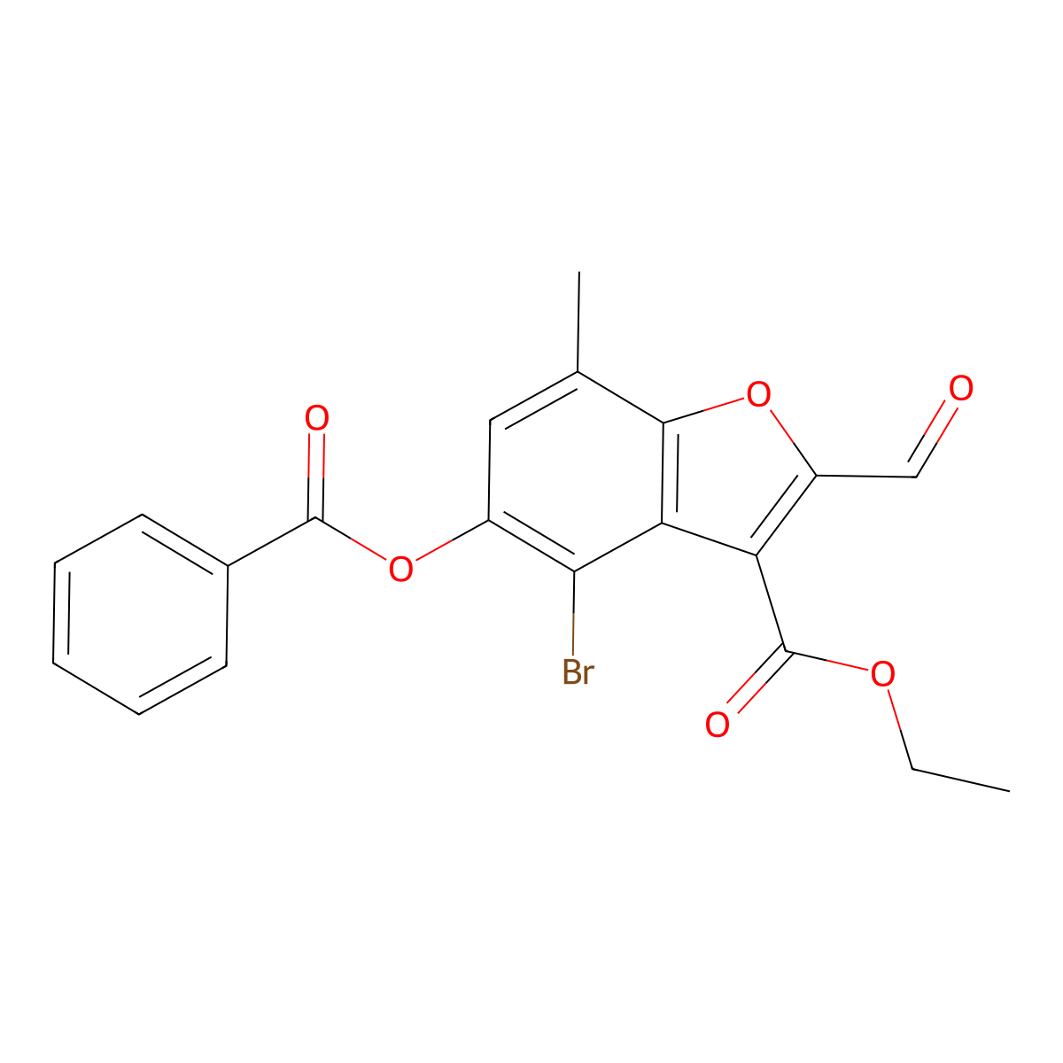 Ethyl 5-(benzoyloxy)-4-bromo-2-formyl-7-methylbenzofuran-3-carboxylate molecular structure, CAS 324538-72-9