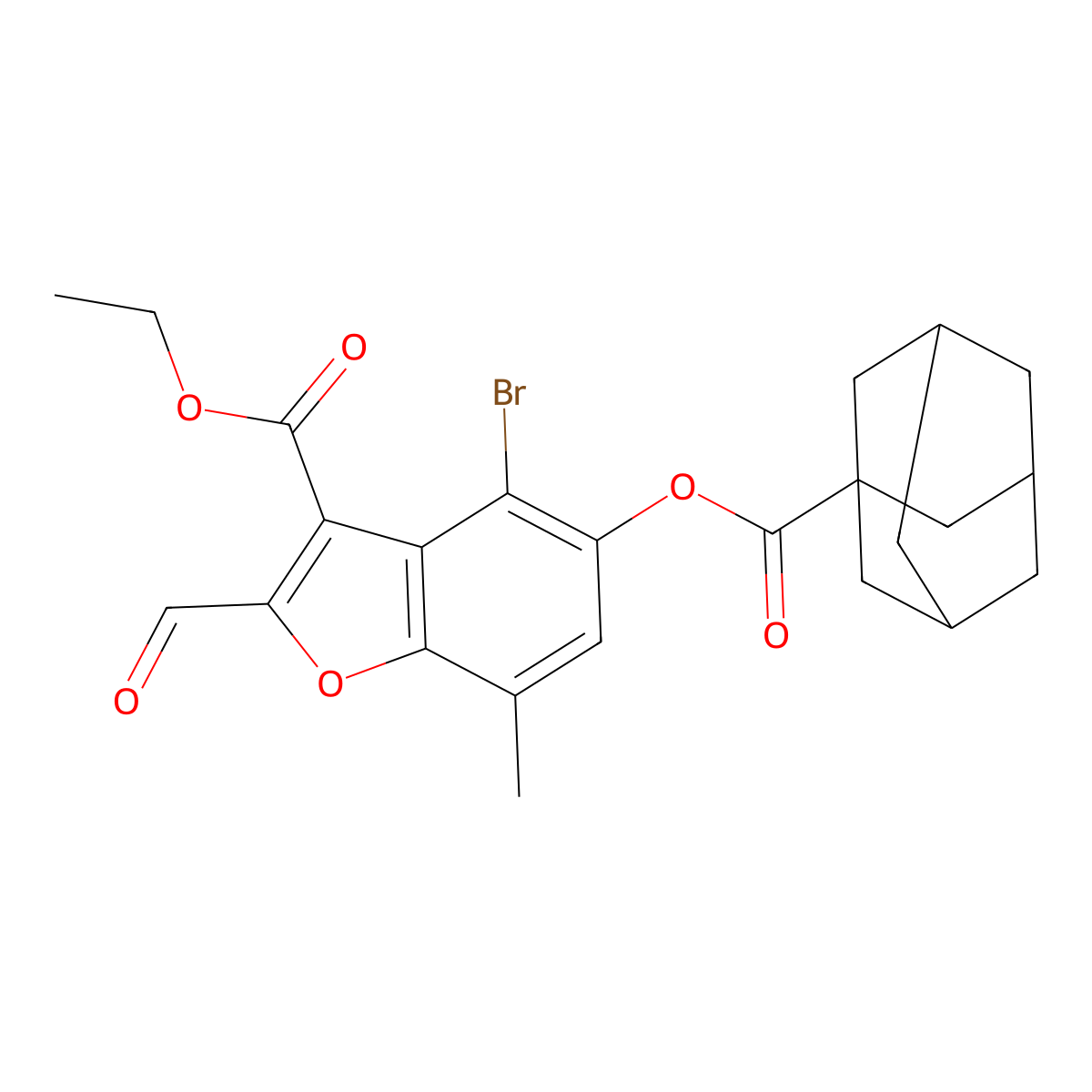 Ethyl 5-(adamantane-1-carbonyloxy)-4-bromo-2-formyl-7-methyl-1-benzofuran-3-carboxylate molecular structure, CAS 324538-95-6