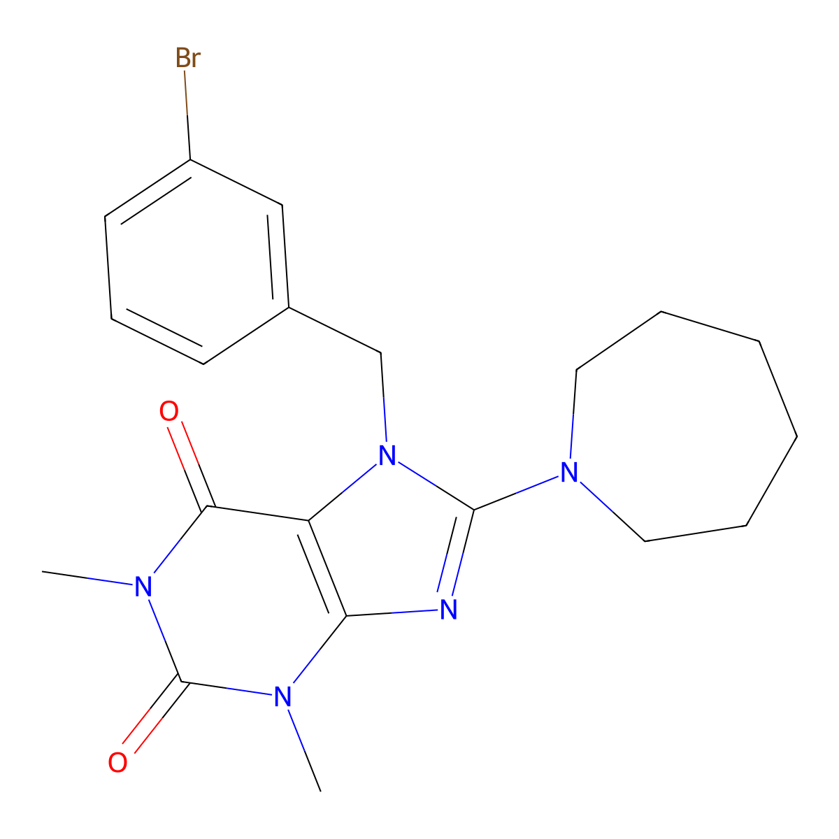8-(azepan-1-yl)-7-(3-bromobenzyl)-1,3-dimethyl-1H-purine-2,6(3H,7H)-dione molecular structure, CAS 324539-14-2