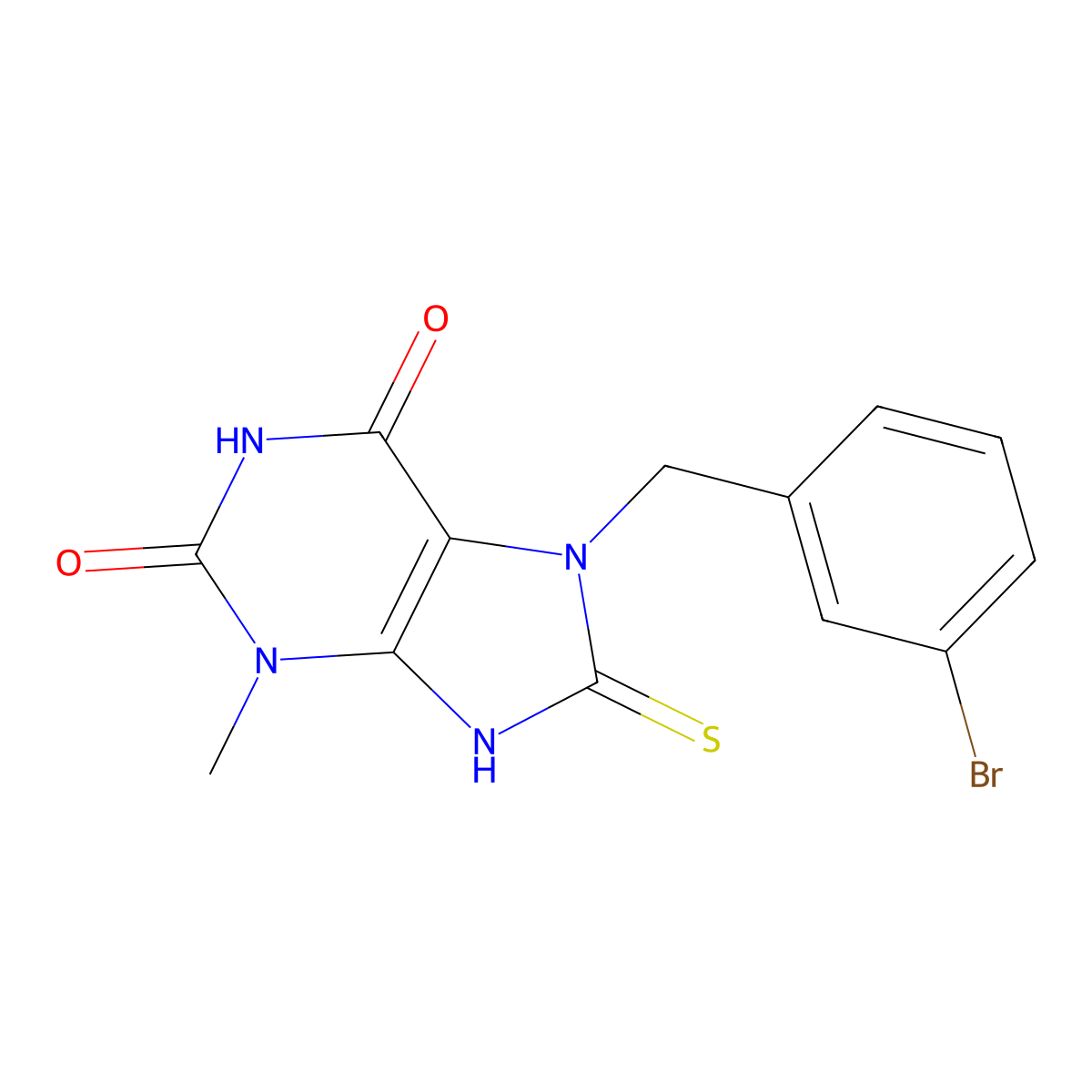 7-(3-bromobenzyl)-8-mercapto-3-methyl-1H-purine-2,6(3H,7H)-dione molecular structure, CAS 324539-36-8