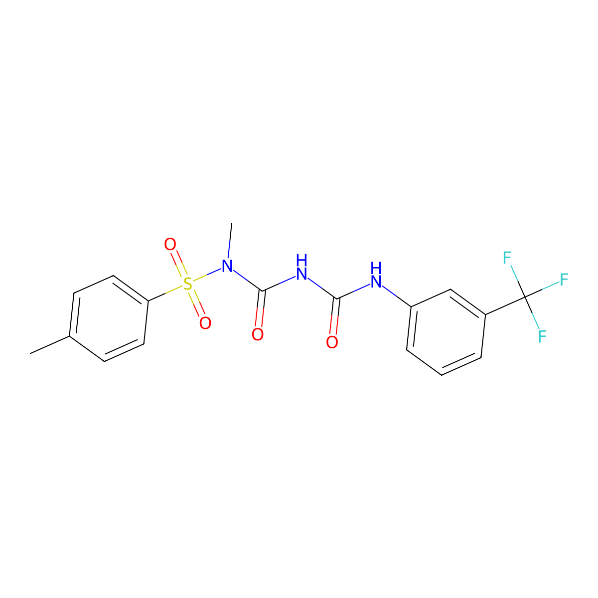 N,4-dimethyl-N-(((3-(trifluoromethyl)phenyl)carbamoyl)carbamoyl)benzenesulfonamide molecular structure, CAS 324539-82-4