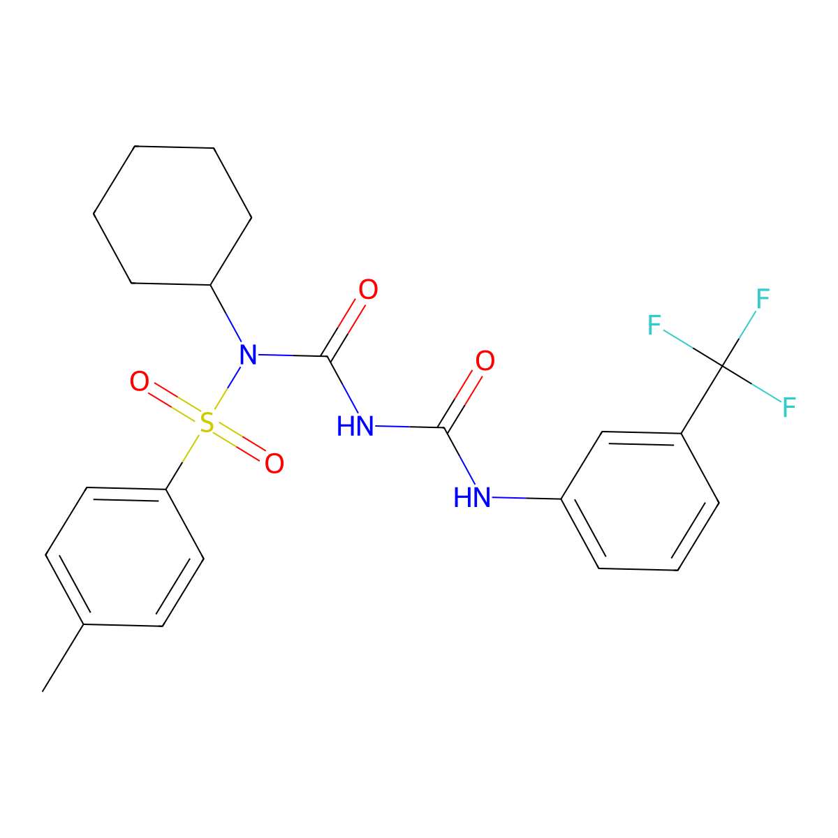 1-Cyclohexyl-1-(4-methylphenyl)sulfonyl-3-[[3-(trifluoromethyl)phenyl]carbamoyl]urea molecular structure, CAS 324539-91-5
