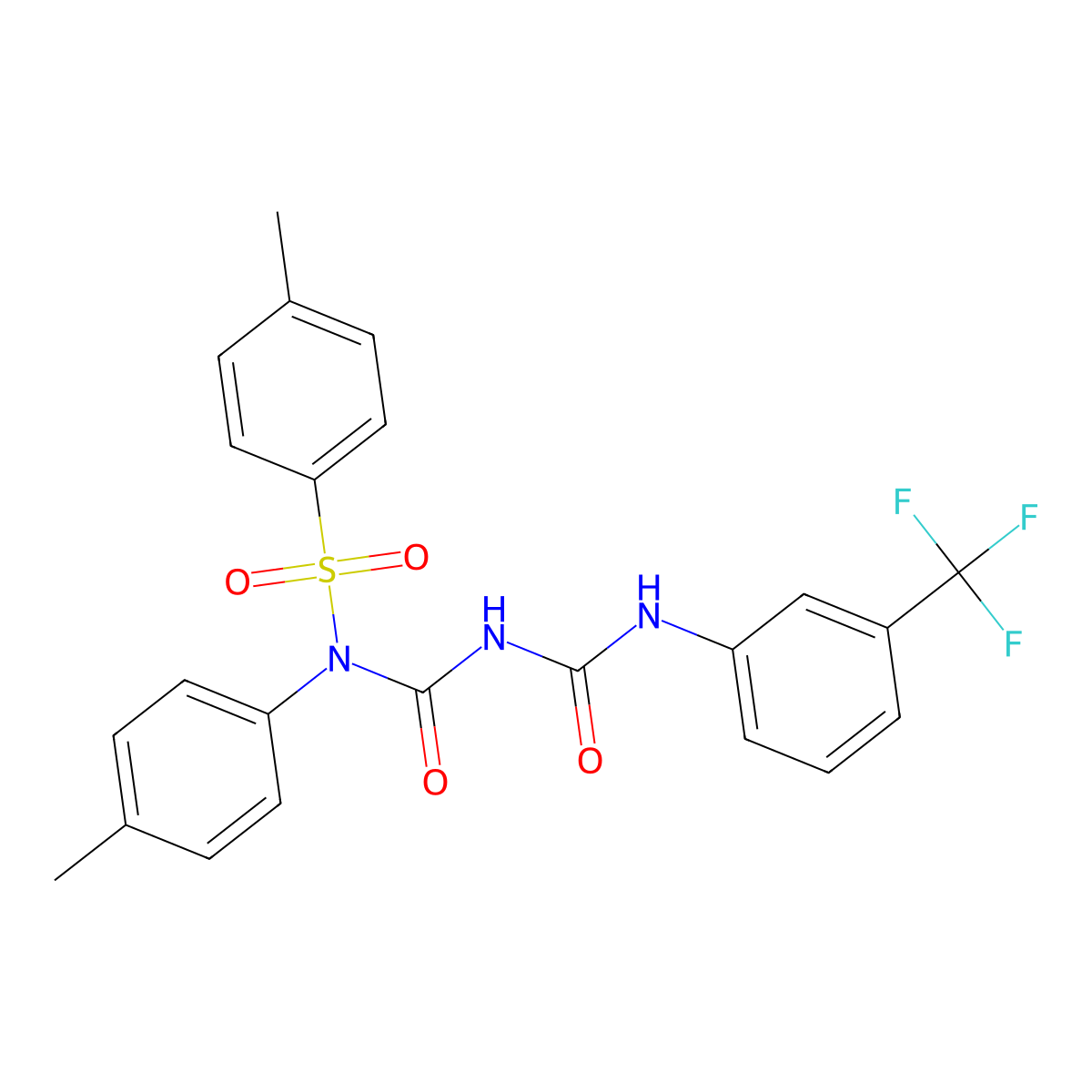 4-methyl-N-(p-tolyl)-N-(((3-(trifluoromethyl)phenyl)carbamoyl)carbamoyl)benzenesulfonamide molecular structure, CAS 324539-95-9